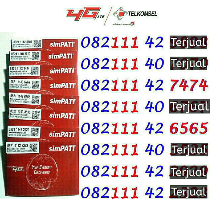 Perdana Simpati Nomor Cantik Simpati 4G 2122 999 111 555 ABAB ABC AABB