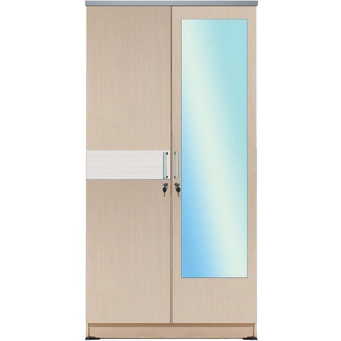 Kirana Lemari Pakaian 2 Pintu LP 2 Manhattan Cermin WO - White Oak