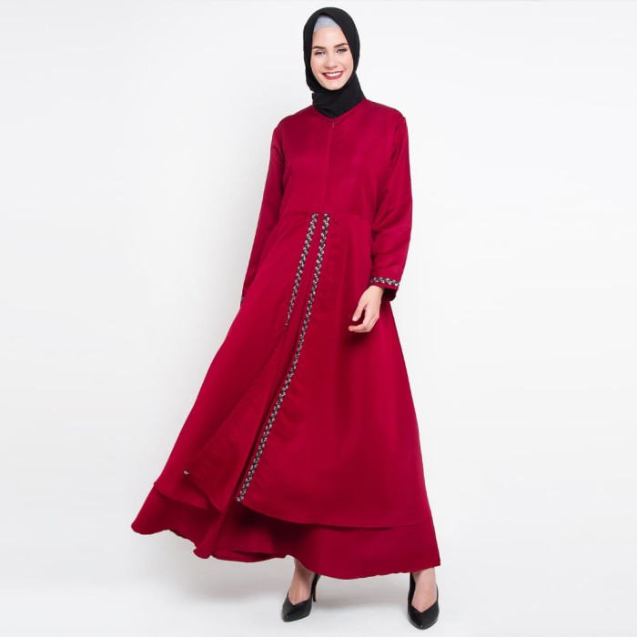 JV Hasanah Rasha Lace Dress - Maroon