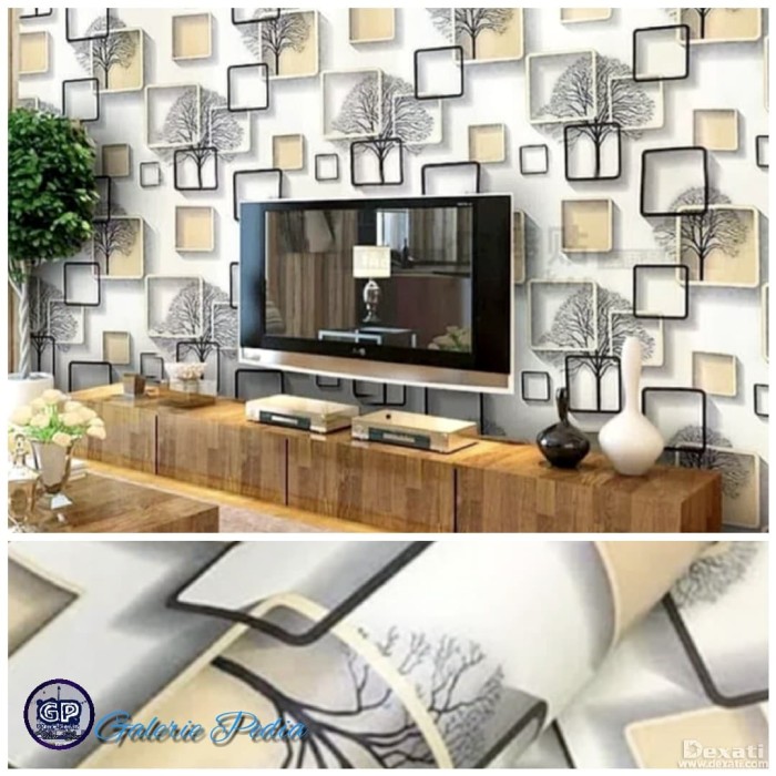 Jual Wallpaper dinding minimalis motif 3D premium Glory 048 45cm x