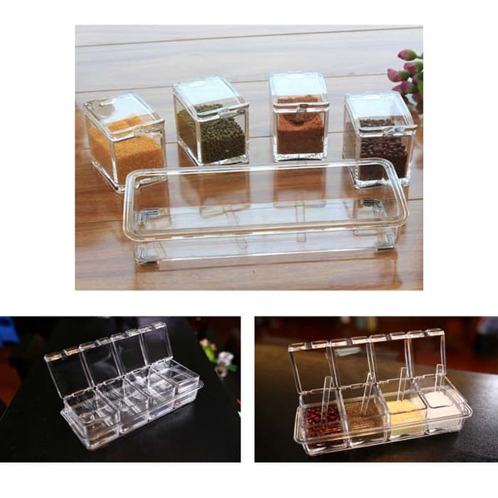 Grosir Rak Tempat Bumbu Seasoning Box Serbaguna 4 in 1 - Kristal - Rak