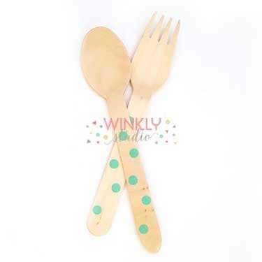 Jual Polkadot Wooden Cutlery Spoon Fork Sendok Garpu Pesta Kayu Polkadot Wooden Cutlery Spoon Fork Sendok Garpu Pesta Kayu Polka