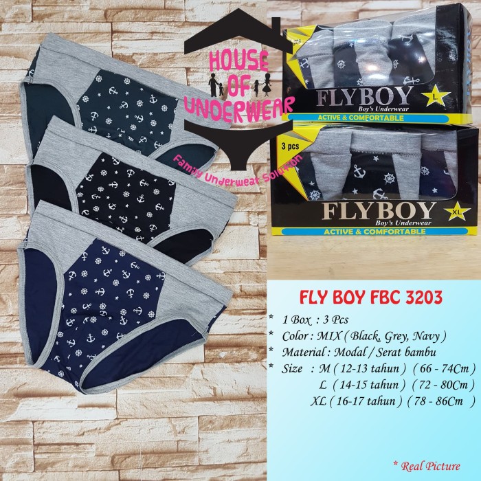 Foto Produk FLYBOY CELANA DALAM ANAK LAKI-LAKI REMAJA FBC 3203 ISI 3 - M dari House of Underwear