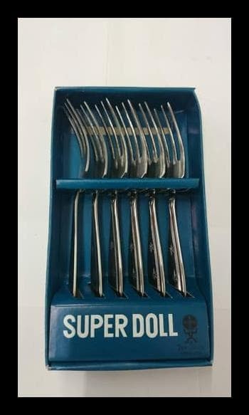 SUPER DOLL GARPU KUE KECIL STAINLESS STEEL DESSERT FORK ISI 6 PCS/BOX