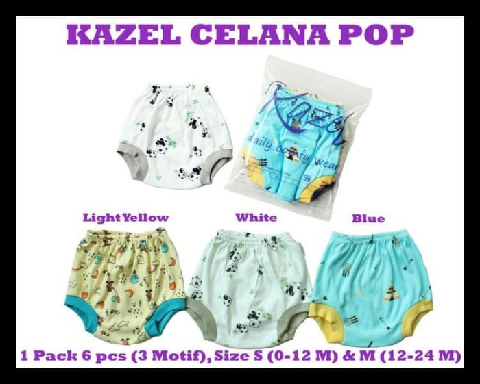 KAZEL CELANA POP ( ISI 6 PCS) HALUS & MODERN BAYI 0-12 / 12-24 M SNI -
