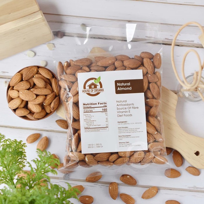 Natural Whole Almond ( Kacang Almond Natural ) 250 Gr