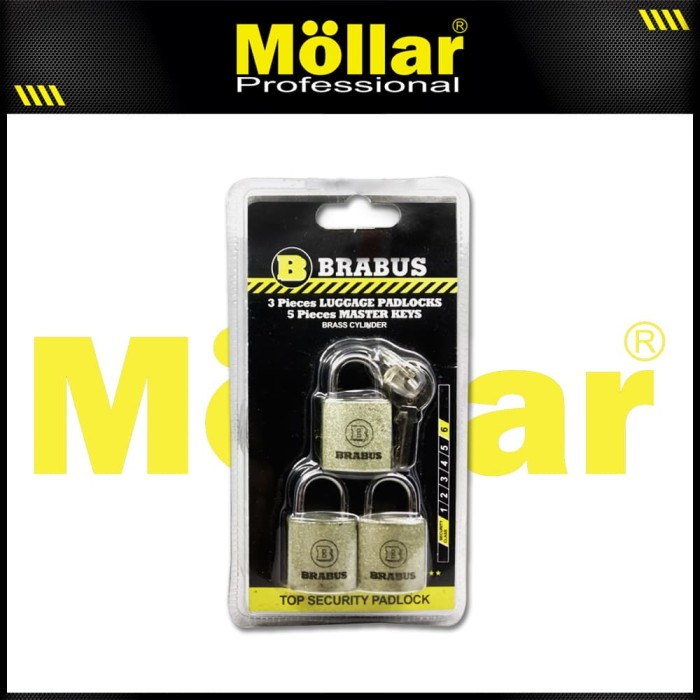 Foto Produk BRABUS 3 PCS GEMBOK MINI 20 MM TAS KOPER SET MASTER KEY dari Mollar Official