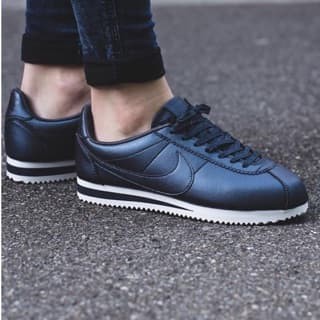 nike cortez black blue
