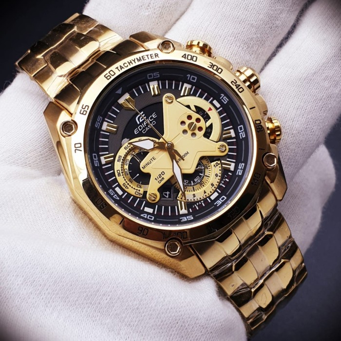 Foto Produk Jam Tangan Pria Casio EDIFICE EF-550 BLACK Dial GOLD Steel dari Oniomania