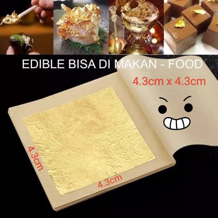 Foto Produk Edible Pure Gold Leaf 24K Kertas Emas makanan & masker kecantikan 4cm - Per 10lembar dari Dhikapp
