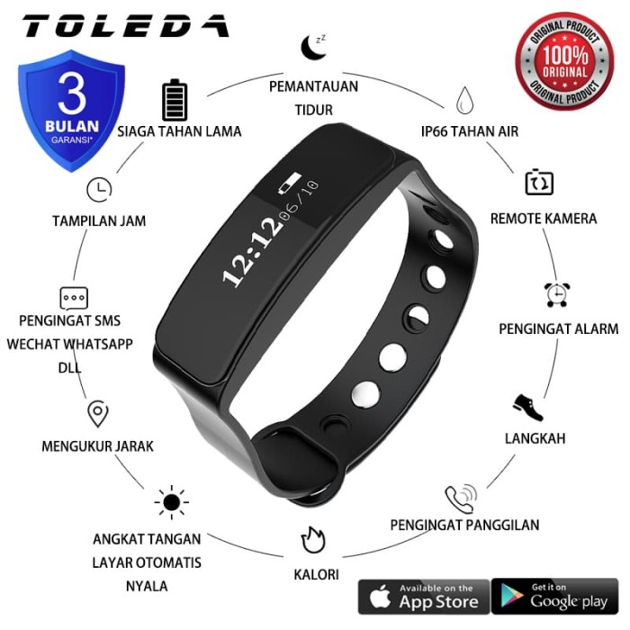 Foto Produk TOLEDA SmartBand TLW 05 Original 100% Smartwatch - Orange dari Toleda Indonesia