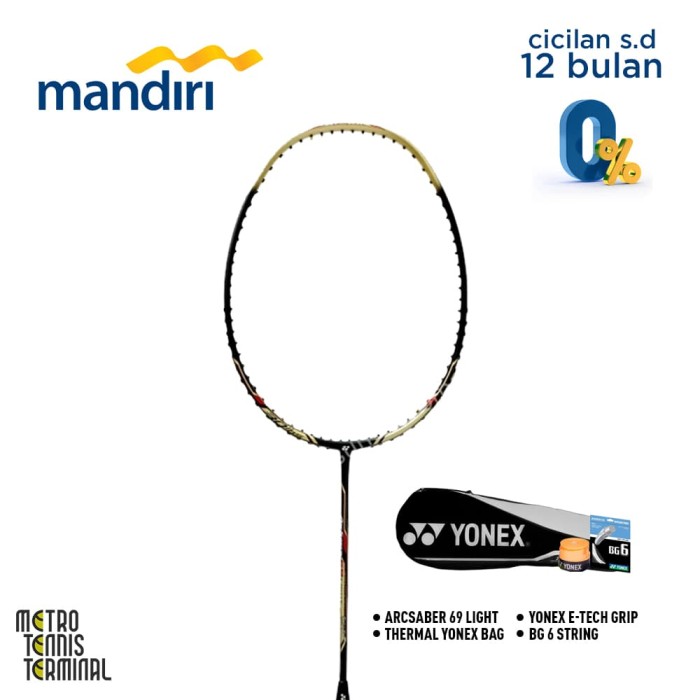 jual yonex arcsaber 69 light bundle paket raket badminton yonex arcsaber 69 light