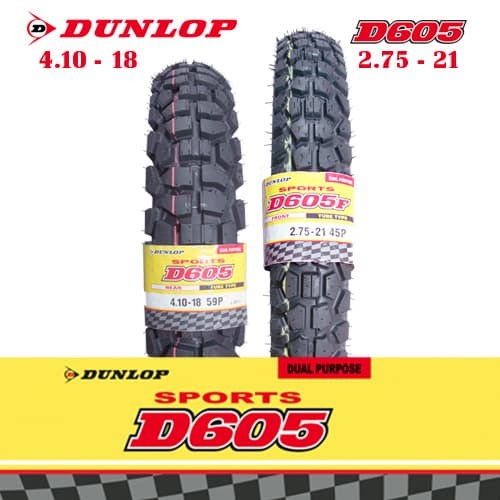 Jual PAKET BAN DUNLOP D605 2.7521 DAN 4.1018 TRAIL DUAL PURPOSE
