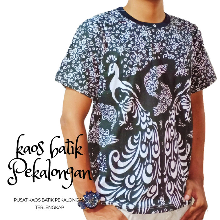 Jual Kaos Batik Full Print Motif Burung Cendrawasih Putih M