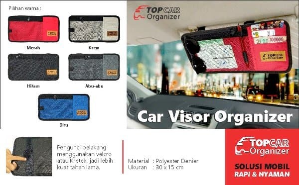 Sun Visor Panel Pass Car Visor Organizer Portable Storage Bag Pouch Mud Color