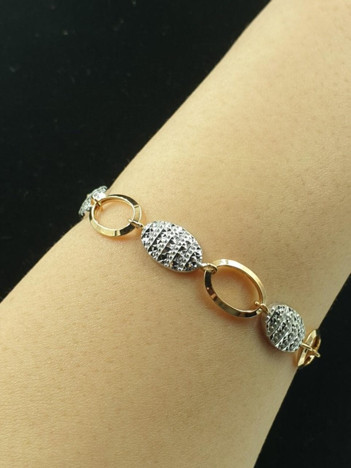Jual Gelang Emas Asli Kadar 700 Bentuk Bulat 2 Warna Kombinasi