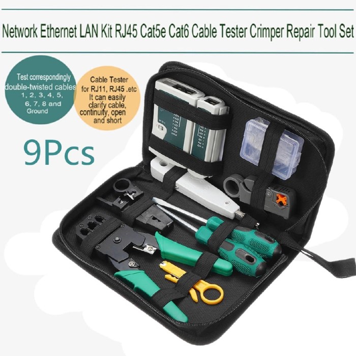 Internet Network Cable Tester Wire Crimp LAN RJ45 RJ11 CAT5 Connectors Tool Kit