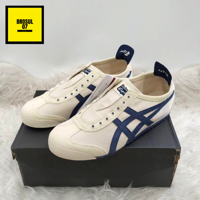 onitsuka tiger slip on cream navy