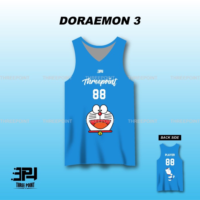 Jual Threepoint Jersey Basket Doraemon 3 Atasan Keren Kab. Bandung