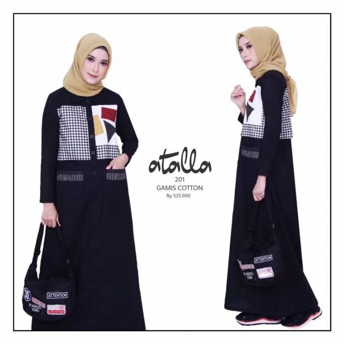 Foto Produk GAMIS MUSLIMAH ATALLA GA 201 HITAM - Hitam, S dari assalam busana