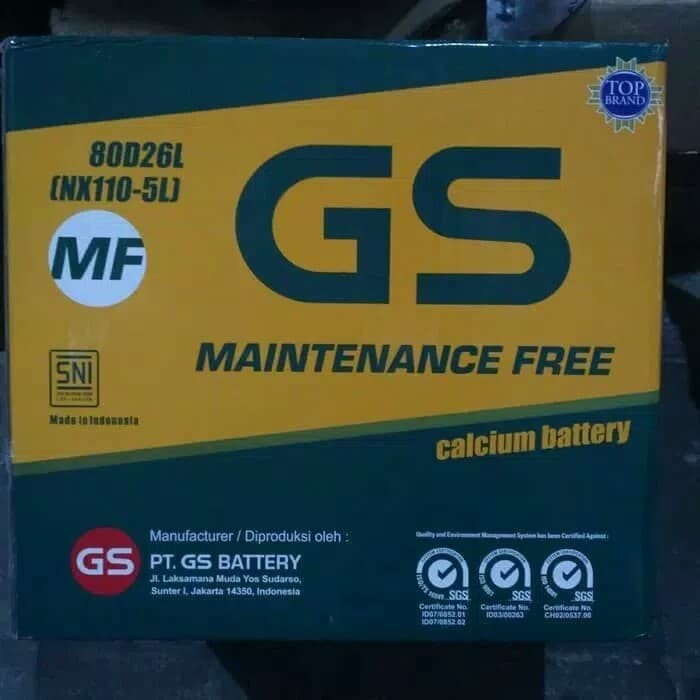 Jual aki mobil / Battery GS astra type GS MF 80D26L 12v 70