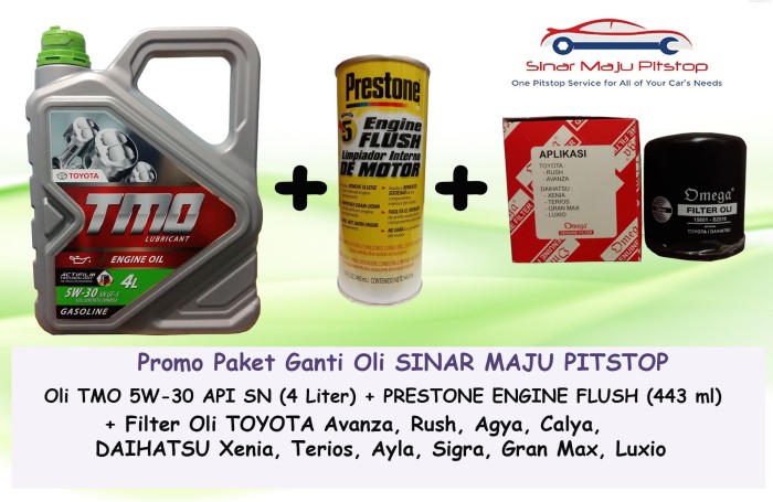 Jual Paket Ganti Oli Mobil Toyota Calya Tmo 5w 30 Filter Engine Flush Jakarta Barat Sinar Maju Pitstop Tokopedia