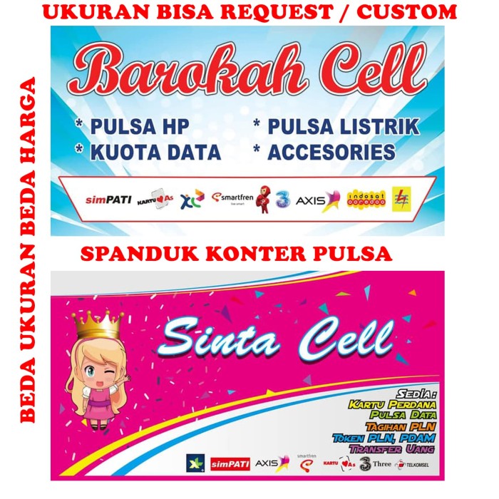 Spanduk Pulsa Lucu desain banner kekinian