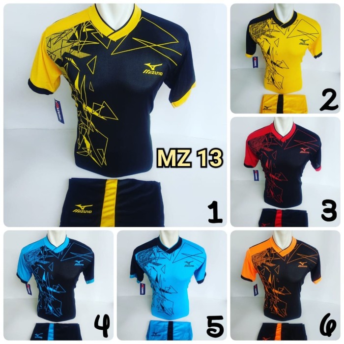 Baju Olahraga Jersey Bola Kaos Setelan Futsal / Volly Mizuno - Hitam Merah, M