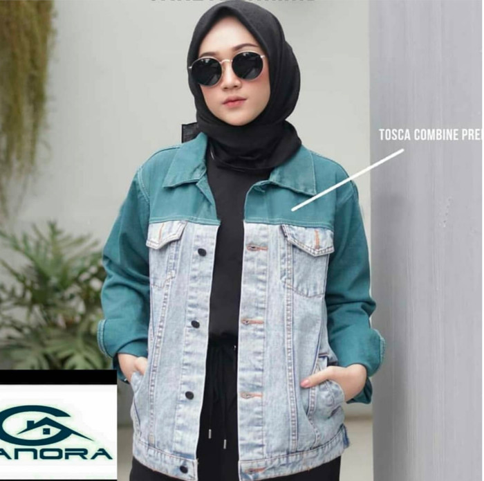jaket jeans two tone