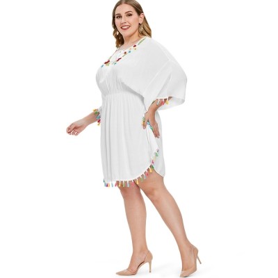 plus size fringe dress with sleeves