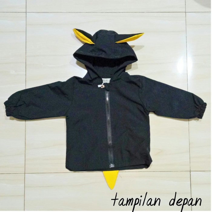 jaket anak bayi cewek cowok LUCU polos hitam telinga kelinci chipmunk -