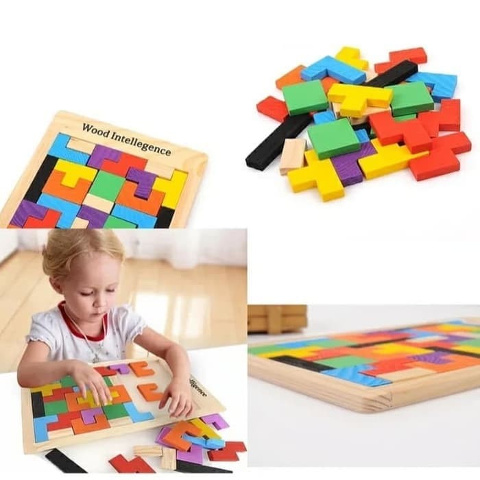 Foto Produk Mainan edukasi puzzle block Tetris wood Inteligence/puzzle kayu tetris dari AUTO KID II