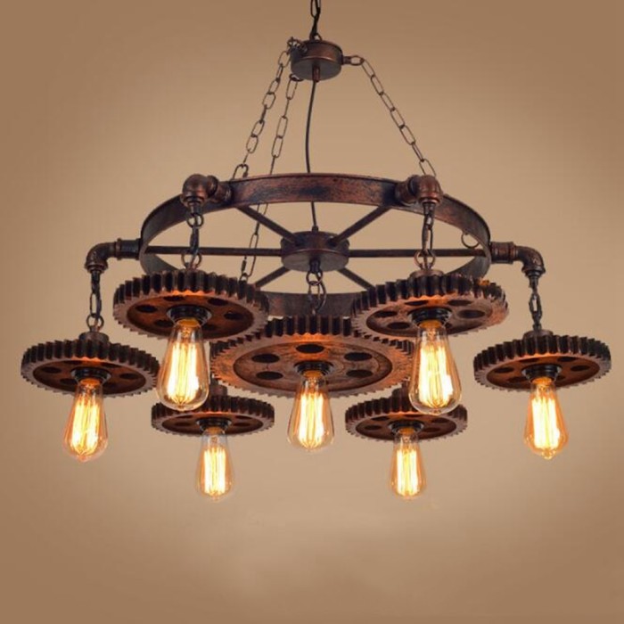 Jual Top Brand Creative Gear Retro Metal Pendant Light Fixture Creative Gear Retro Metal Pendant Light