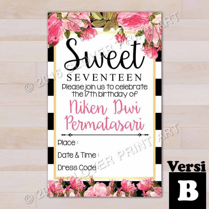 Jual Kartu Undangan Ulang Tahun Birthday Invitation Remaja Sweet Seventeen Jakarta Pusat Bang Jayas Tokopedia