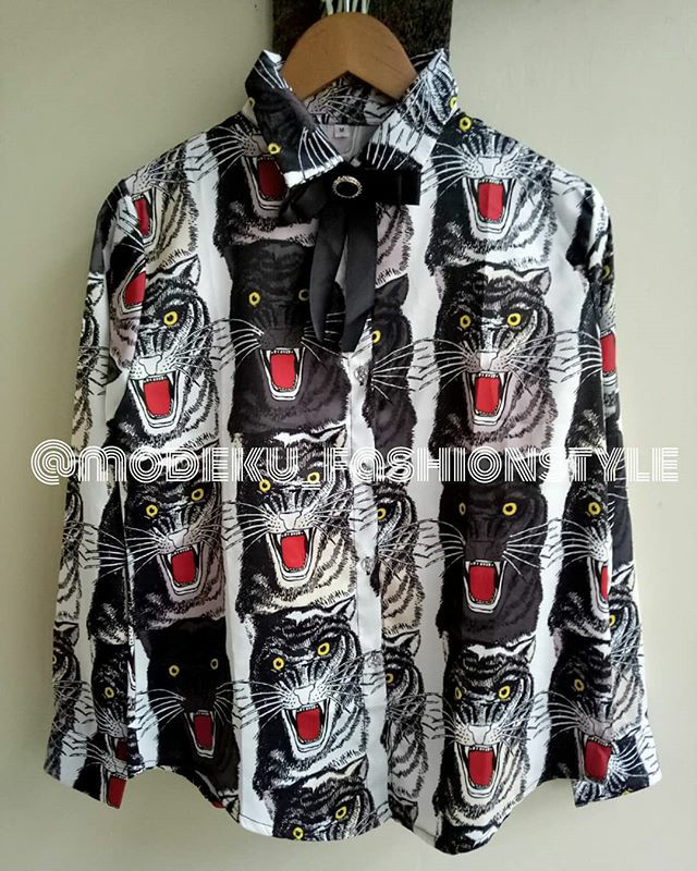 Jual Kemeja Satin Bross Gucci Cat Tiger Branded Import Premium Merah Muda Kota Medan Cinta Dewi Shop Tokopedia