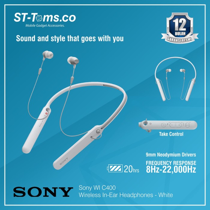 Jual Sony WI C400 / WIC400 / C400 Wireless In-Ear Headphones Putih ...