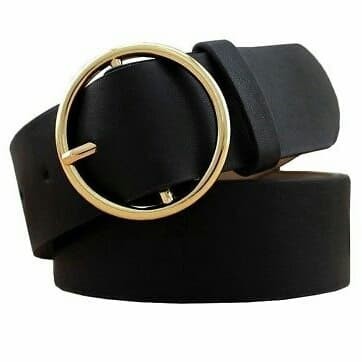 Belt Wide Round Buckle Women Leather Waist Fashion Hip Lady Waistband Air Metal