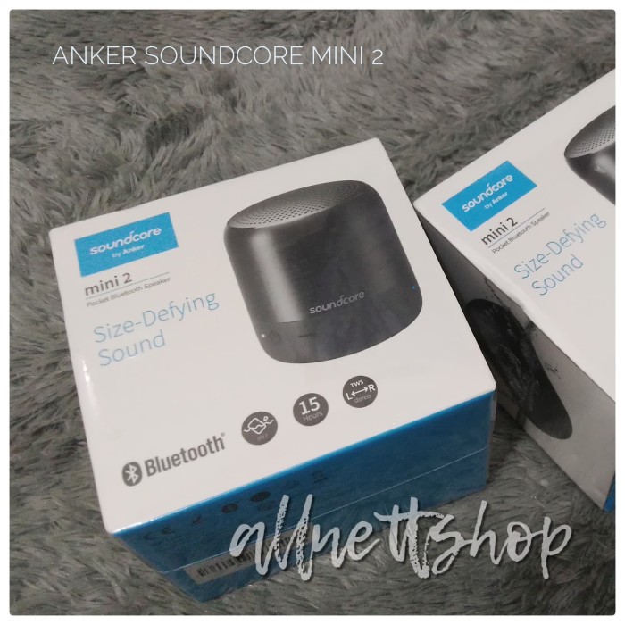 2 X ANKER SOUNDCORE MINI 2 BLUETOOTH SPEAKERS 15 HOURS PLAYTIME NEW IN BOX