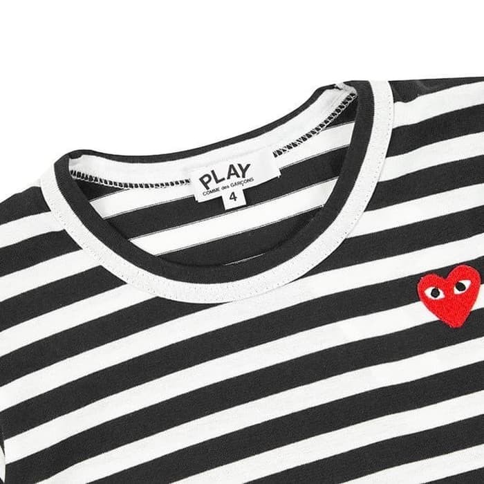 cdg striped long sleeve black and white