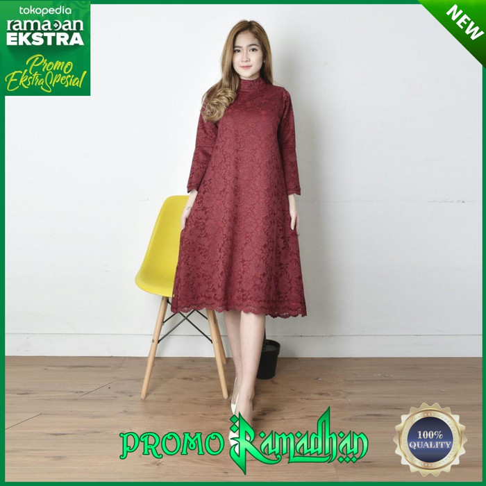 Jual Dress Brokat Modern Mini Dress Brokat Baju Kekinian Gaun Pesta Mewah Maroon Jakarta Pusat Alfa Shop Accessories Tokopedia