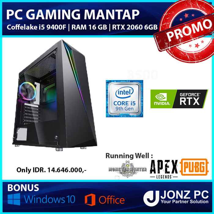 Jual PC Gaming i5 9400F 16GB RTX 2060 Game sambil 