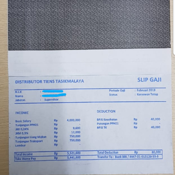 Jual Slip Gaji - Jakarta Selatan - DEFFISA | Tokopedia