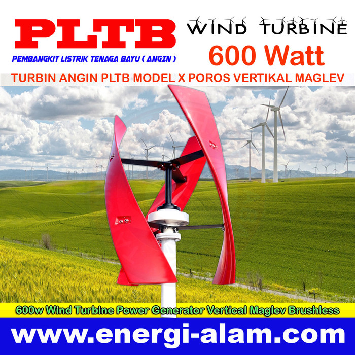 Jual 600W Kincir Angin / Wind Turbine / PLTB Poros Vertikal Maglev