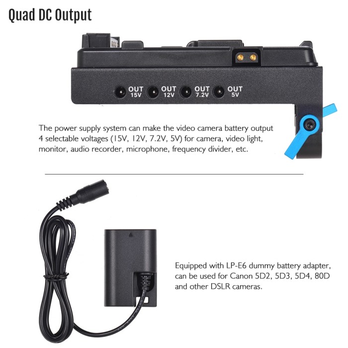 Right Angle 2.5mm Audio Video 5V Power Cable for Cameras