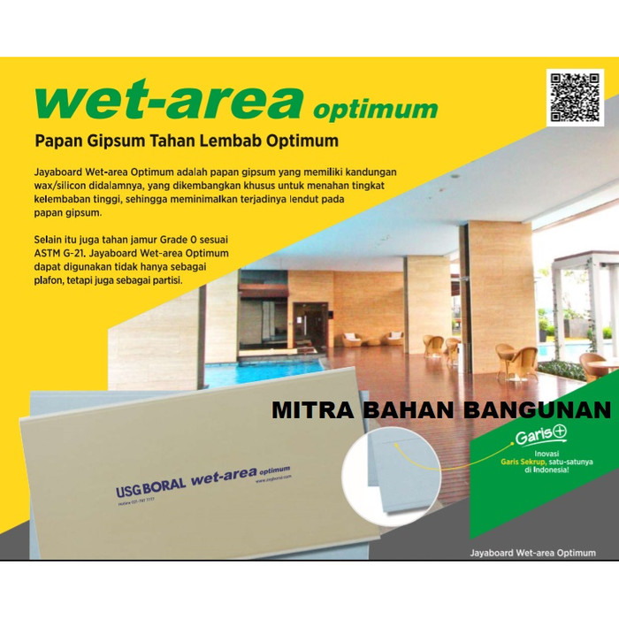 Jual Gypsum Wet Area jayaboard  9mm x 1200 x 2400 mm 