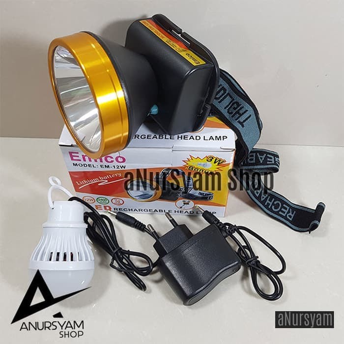 Senter Kepala 12 Watt EMICO Bonus LED 3 Watt