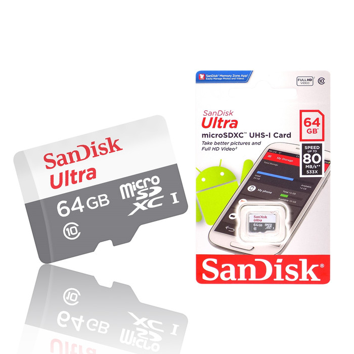 Jual SANDISK ULTRA MicroSD 64GB 80MB/s UHS-I Memori Card SDHC - Garansi