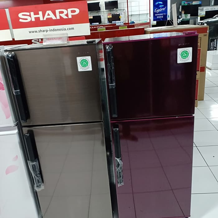 Jual KULKAS SHARP 2 PINTU MERAH GLOSSY 246 GC SR LOW WATT