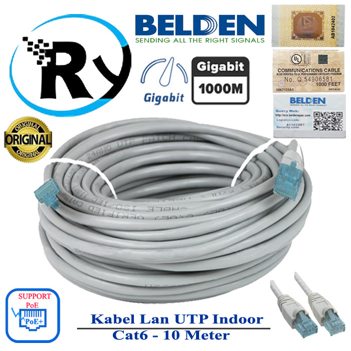 Jual Belden UTP 10M Cat6 Kabel LAN 10 Meter Original USA Gigabit Siap
