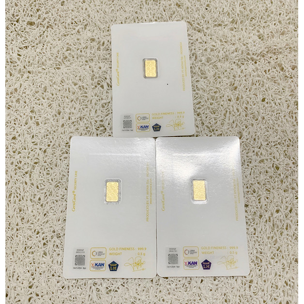 Jual Emas Logam Mulia LM Antam 0.5 gram / 0.5 gr Certieye
